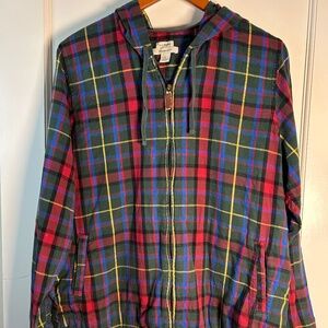 Vintage LL Bean Flannel zippered hoodie | Mens Large